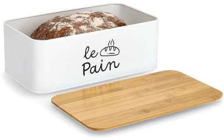Zeller 25167 - Portapane Le Pain, in metallo/bambù, colore: Bianco