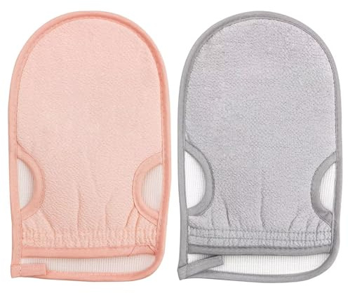 2 guantes exfoliantes para el cuerpo, guante exfoliante para baño, guante de hammam exfoliante para cuerpo y cara, guantes exfoliantes, exfoliantes corporales