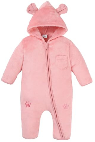 Lifeuping Newborn Baby Bear Snowsuit Infant Boys Girls Long Sleeve Fleece Hooded Jumpsuit Zipper Romper Fall Winter Warm Clothes