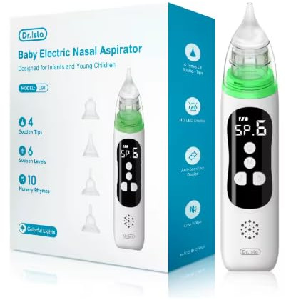 Aspirador Nasal Eléctrico para Bebé, Recargable, Silicona Sin Látex, Anti-Reflujo, 0-24 Meses, Limpiador de nariz Portátil de Silicona para Bebé, Succión Ajustable