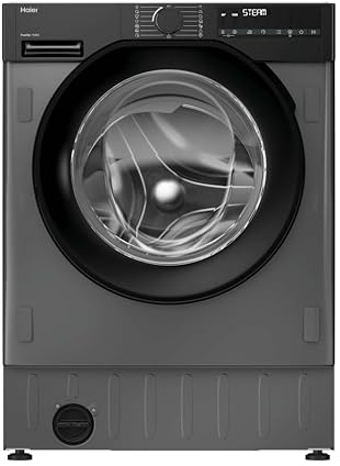 Haier Series 6 Integrated Washing Machine, 9kg, Graphite & Black, A-30% | Speed Drive Inverter Motor, Instant Mix, Anti-Bacterial Treatment, hOn App, 1600rpm, 60x53x82cm, BHA6S69M6DB9RJ80