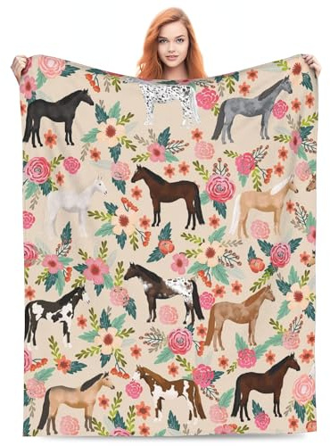 Xinvast Horse Blanket Animal Throw Blanket Super Soft Flannel Fleece Throw Blanket Lightweight Plush Fuzzy Bed Blanket for Couch 50X60