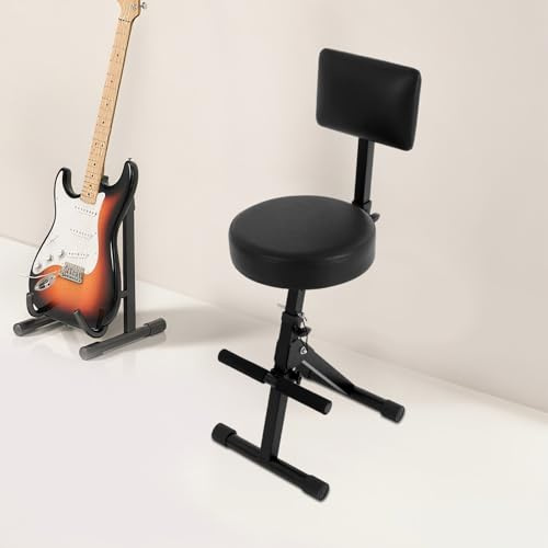 ZNLLQZN Sgabello per chitarra regolabile in altezza a 4 livelli, per chitarra, con schienale, morbido ed ergonomico, per palchi, studio, camera da letto e appartamenti