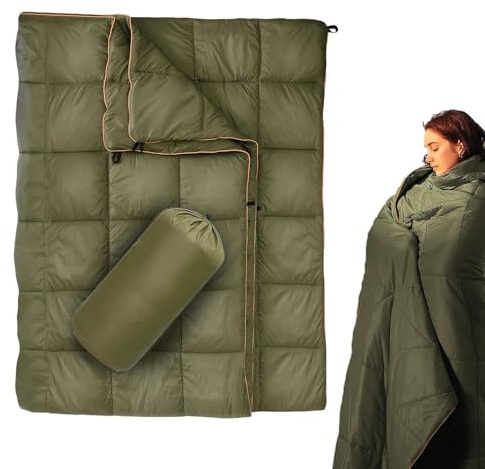 Genérico Camping Dunfilt - 200 x 140 cm (bomull 150 gsm) hopfällbar resa | Bärbart lättviktstäcke, anti-picknickmatta, varm utomhus poncho, bärbar bilsoffa