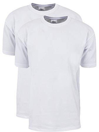 Shaka Wear Men's T Shirt – 2 Pack 7 oz Max Heavyweight Cotton Short Sleeve Crewneck Tee Top Tshirts Regular Big Size MHS01 White 1T 2pk