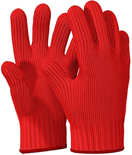 Killer's Instinct Outdoors 1 Pair Heat Resistant Gloves Oven Gloves Heat Resistant with Fingers Red Mitts Kitchen Pot Holders Cotton Mitts Red Kitchen Holders Double Set