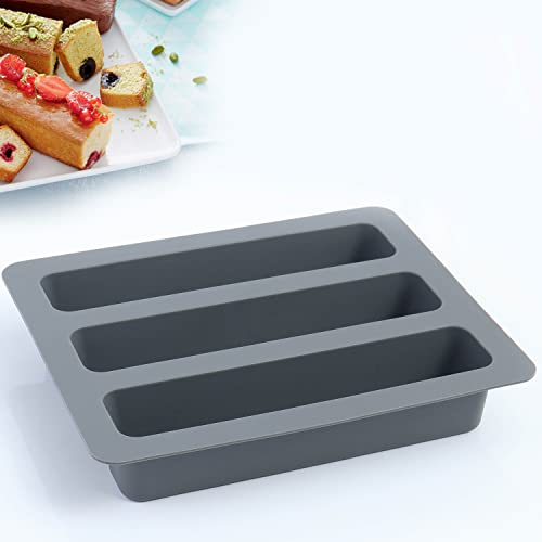 Wondercook - Moule à cake en silicone platinium pour 3 cakes - Moule à patisserie pour mini cake apéro brioche et pain Rectangulaire - apéritif + EBOOK OFFERT