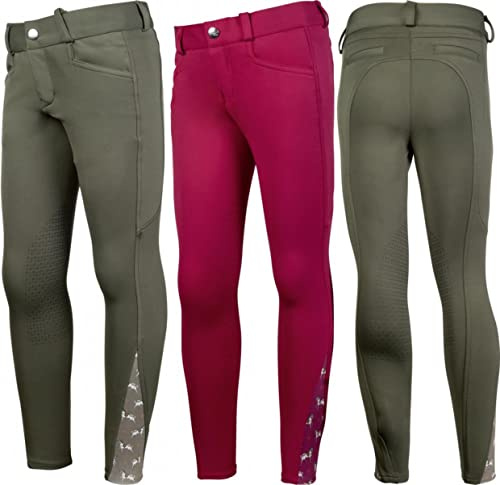 HKM Allure Cheval Rodillera S. Pantalones de Montar, Verde Oliva, 170 para Niñas