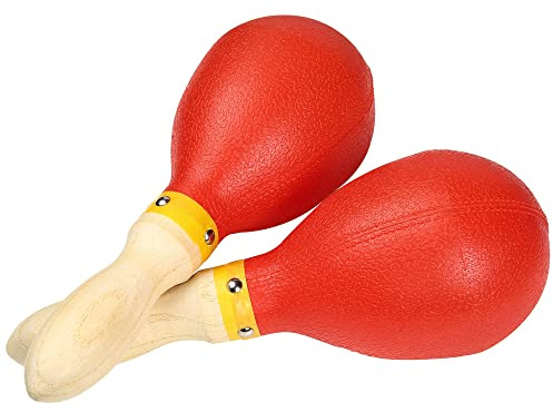 Maracas, Large Size 10 Inch, Rumba Shaker Rattle Hand Percussion Musical Instrument for Adults Kids, Red, Set of 2
