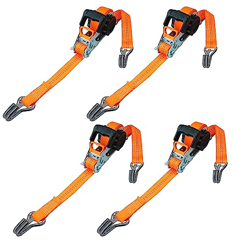 PETEX 4 cinghie automatiche a cricchetto, autoavvolgenti, 1 pezzo, 5 m x 35 mm, 1.000/2.000 daN, arancio, ganci a doppia punta di sicurezza