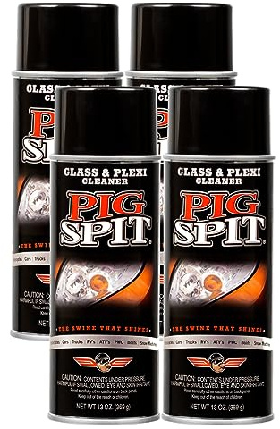 PIG SPIT Glass and Plexi Cleaner for a Streak-Free Shine for Home and Automotive Use | 13 oz.| 4-Pack