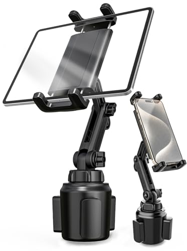 Kolasels Auto Getränkehalter Tablet Halterung, [Verstellbar Arm] iPad Halterung für Auto Getränkehalter, KFZ Becherhalter Handy Halter für iPad Pro Air Mini, Galaxy, iPhone, 4-12.9 Tablets