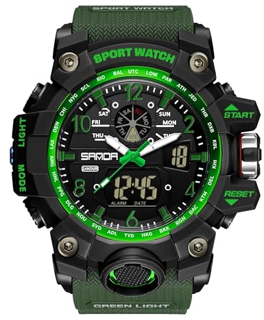 Militär Uhren Sportuhren für Herren Armbanduhr Herrenuhr Digital Uhr Tactical Watches for Men Outdoor Digitaluhr für Jungen LED-Leuchtdisplay mit Analogen Zeigern und Digitalen Zahlen