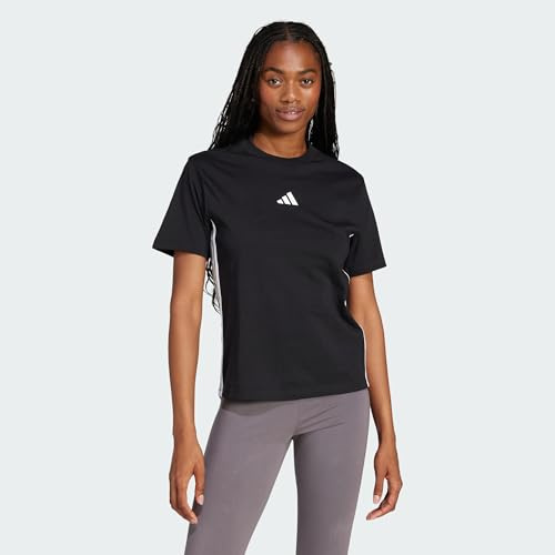 adidas Mujer Essentials 3-Stripes Cotton Shirt, Black/White, M