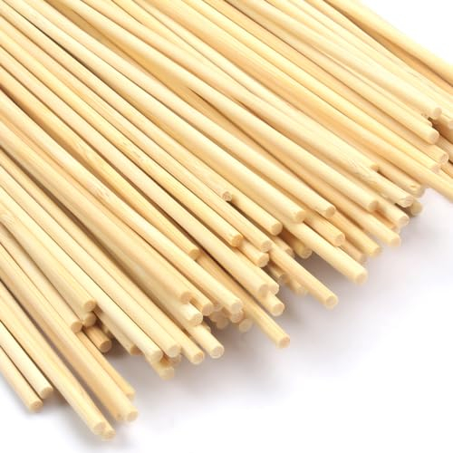 150 Stück Holzstab, Rundholz Holzstab 300mm×3mm, Holzstäbchen zum Basteln, Zuckerwatte Stäbe, Holzstäbchen Rund Natürlicher Holzstab, Bambusstäbe zum Basteln für DIY Arts Craft Basteln Dekoration