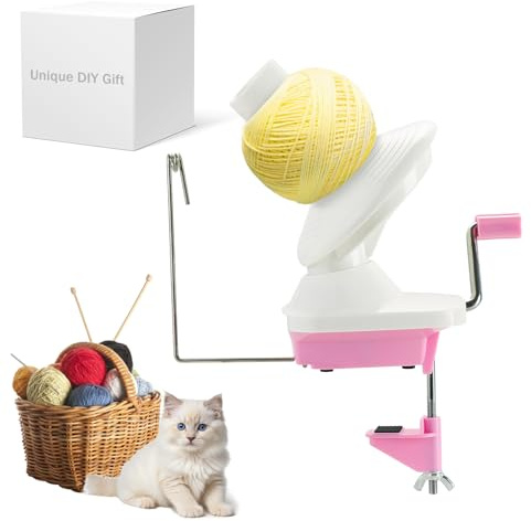 DASBET Yarn Winder Wool Winder Swift Wool Ball Spinner for Crocheting Needlecraft Yarn Ball Spinner Hand Operated (Pink)