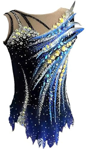 Kmarouse Mädchen-Trikot for Rhythmische Gymnastik, Ärmellos, Atmungsaktiv, for Wettkampf Und Leistung(L)