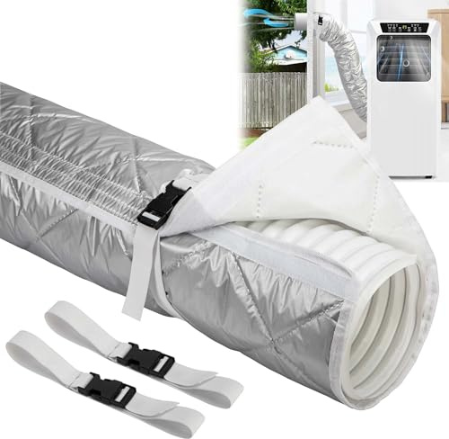 Tlswshsy Quilting Air Conditioner Hose Cover, AC Insulated Hose Cover Wrap with 2 Adjustable Buckle Straps, Portable Air Conditioner Hoses Sleeve for 5.9 Diameter Exhaust Duct Vent