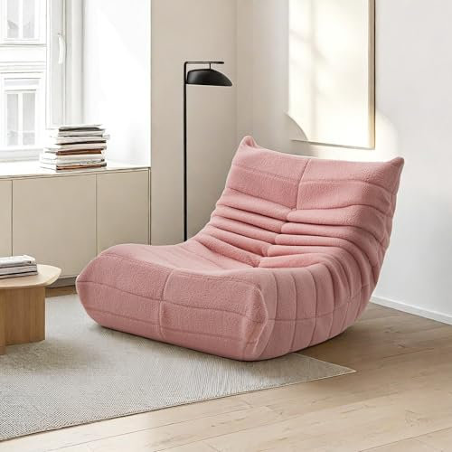 QMTXBYJ Sittsäck soffa golvsoffa, golvstol med ryggstöd, Lazy soffa, liggfåtölj XXL, sittsäck soffa, jättesaccosäck för sovrum vardagsrum för läsning (rosa)