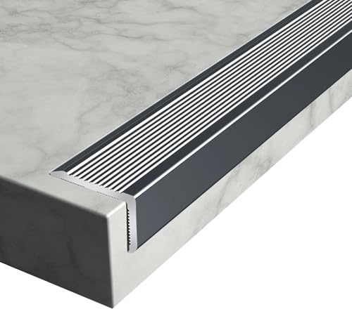 Perfil Angular De Escalera De Aluminio, Protector de Borde de Escalera 1000 mm x 50 mm x 30 mm, Protectores de Esquina con Moldura en L de 2,3 mm(Gray)