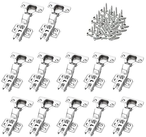 Cerniere Per Ante Cucina, 12 Pezzi Cerniere Per Ante Cucina, Cerniere Con Chiusura Ammortizzata, Cerniera Per Mobili con Viti, Con Ammortizzatore Idraulico, Per Armadietti Porte, Cassetti(Inserto)