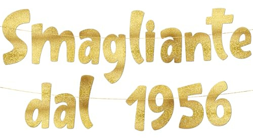 70° Compleanno Striscione Smagliante Dal 1956 Oro Glitterato – Decorazioni Compleanno Divertenti, Gadget & Regali per Lei e Lui