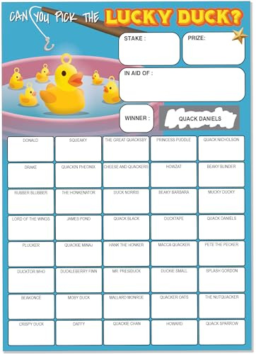 Pack of 10 Lucky Duck Scratch Cards - Large A5 Size - 40 Squares and Scratch Off Winner for Fundraising