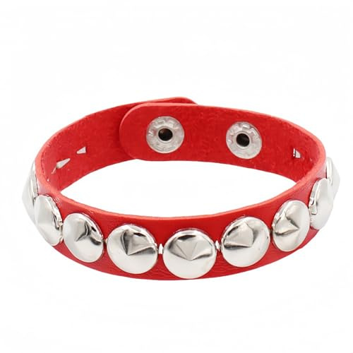 Piceioep Brazalete con vanguardista, pulsera redonda y con tachuelas de metal, perfecta para amantes del rock gótico y alternativa, pulsera con tachuelas
