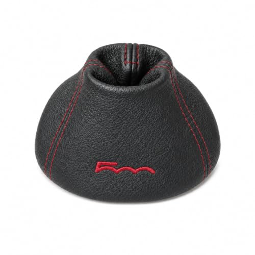 THE TUNING-SHOP COMPATIBLE WITH GEAR STICK GAITER FOR FIAT 500 ABARTH 2007-2015 BLACK LEATHER RED 500 EMBROIDERY