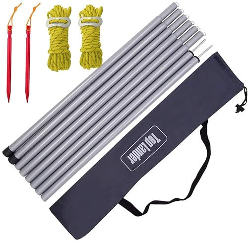 Top-lander Tent Tarp Poles Folding Adjustable Dual Size Steel Tent Accessories for Headroom Canopy Porch Awning Sun Sails (Tarp Poles 2m)