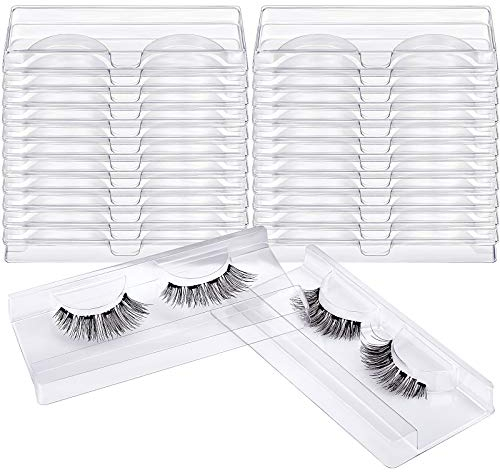 MWOOT 24 Piece Plastic Eyelash Trays Kit,Transparent Rectangle Lash Trays Holder,Empty False Eyelash Care Storage Container Holder For False Eyelash Care Makeup Tools