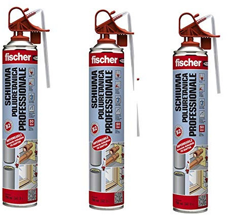 PACK_3 Pezzi FISCEHR 9293 PU 1/750 Schiuma poliuretanica Professionale Resistente alla Pressione e Testata con Filo incandescente