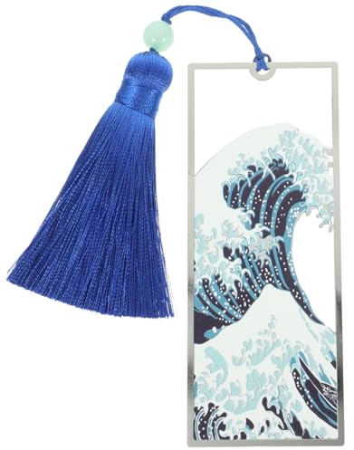 Marque-page en métal La Vague de Kanagawa – 12 cm × 4,7 cm, alliage résistant à l’usure – Décoration artistique pour livre & accessoire suspendu – pour amateurs de lecture, étudiants et cadeaux d’anni