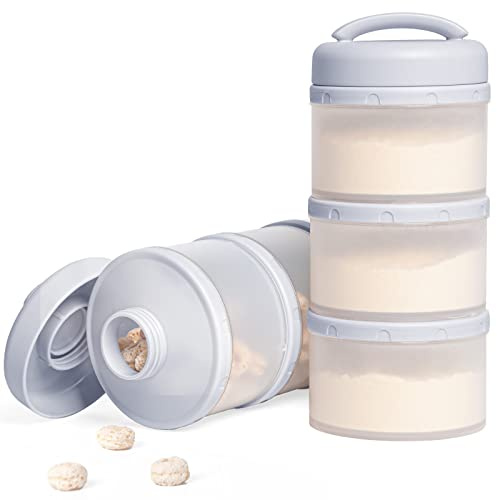 Termichy Milk Powder Dispenser Pot: Stackable Baby Formula Powder Pots | Separate Portioning Compartments - Mess-Free Individual Spout for No-Spill Pouring - for Home Outings & Night Feeds