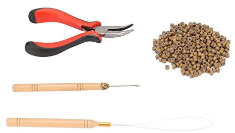 200500pcs Nano Rings Silikon Lined Hair Extension Beads Micro Beads 1pcs Hår Förlängning Tång 2 St Loop Needle Threader Pulling Hook, Silikon Nano Ringar Hårförlängning Tool Kit (7# 200 st silikonringar)