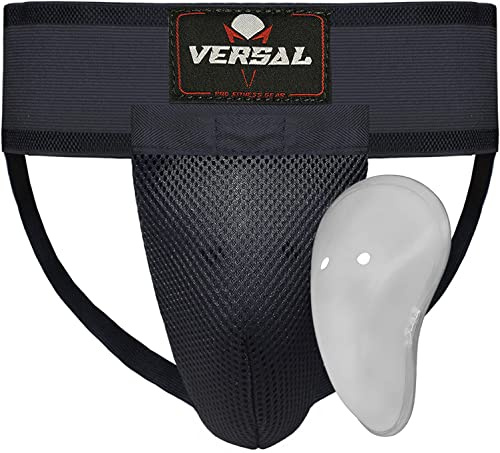 VERSAL Boxing Groin Guard MMA Martial Arts Muay Thai Groin Cup Abdominal Protector Jockstrap Abdo Groin Support for Kickboxing Karate Bjj Cricket Hockey Adult/Youth Groin Box