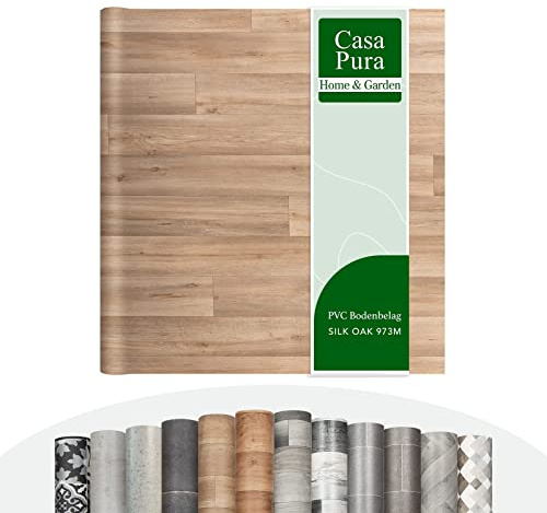 casa pura Pavimento in vinile al metro, in diversi disegni, effetto legno, effetto piastrelle, effetto pietra, per pavimenti in PVC, per cucina, bagno e soggiorno (Silk Oak 973M, 200 x 400 cm)