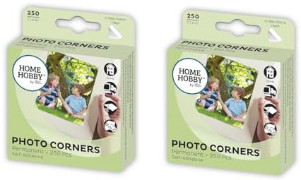 HomeHobby by 3L, Photo Corners, Clear 10mm Pack of 2 (500 Photo Corners Total)