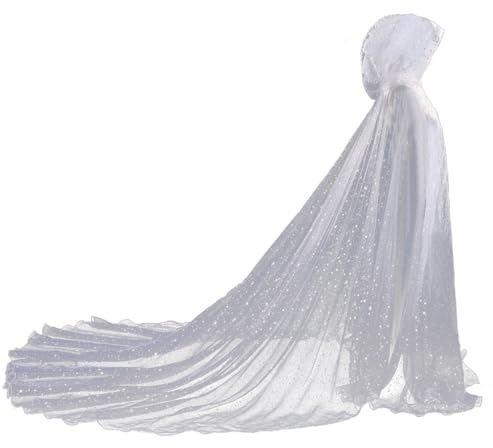 GRACEART Capa de Novia Capa Larga Tul Vestido de Novia Disfraces de Halloween, blanco-1, Talla única