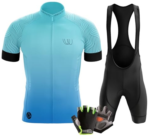 VOXCAUTQ Cykelkläder Herr Set Kortärmad Set Sommarcykeldräkt för Cykling, MTB-Skjorta, Snabbtorkande, Typ-1, XL
