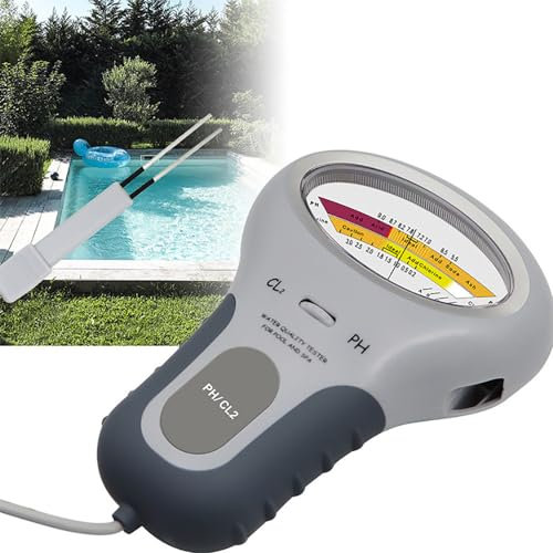 Klor- och pH-meter-pooltestare, bärbar vattenkvalitetsanalystestare, stor skärmskärm, med sond, lätt att bära, för pool, hydrokultur, pooler, spa, dricksvatten