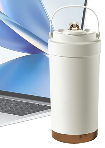 Générique Ceramic Coffee Tumbler, Ceramic Mug with Lid, 500ml Leakproof Water Bottle, Ergonomic Grip Handle, Multi-Purpose Drinks Cup for Camping, Travel, and Outdoor Use