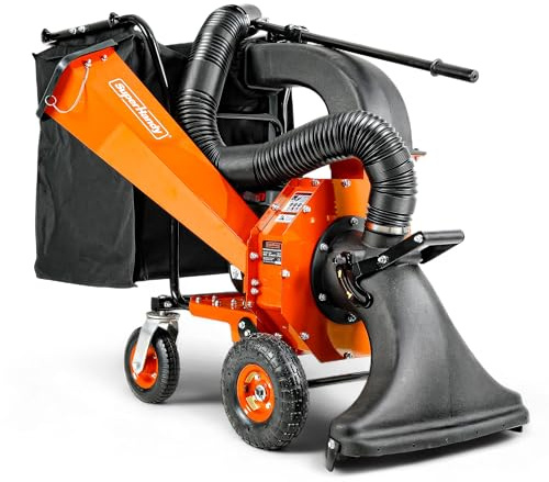 SuperHandy Aspiradora de Hojas y Desmenuzadora de Madera - Motor a Gasolina de 196CC, Relación de Reducción de Mulch 10:1, Capacidad del Saco de Recolección de 175 L, Ruedas Giratorias