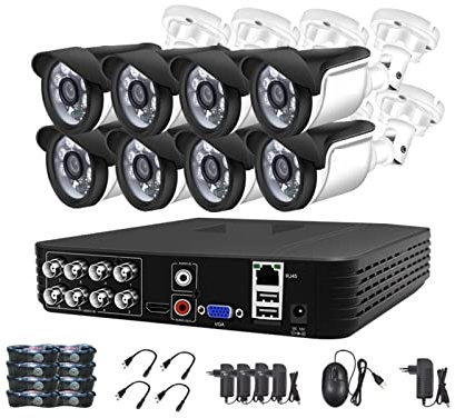 Caméras de sécurité pour la maison, Système de caméra de sécurité 5MP avec Kit de Surveillance vidéo par câble filaire 18M caméra de vidéosurveillance étanche intérieure extérieure 5 en 1 DVR Convient