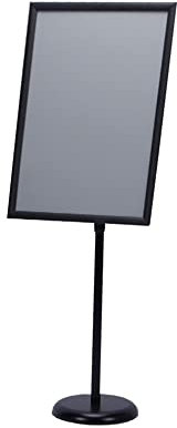 Espositore per cartelloni da pavimento, espositore per poster A2 con piedistallo spirale, 17x23,5 pollici, visualizzazione verticale e orizzontale, cornice in alluminio a scatto aperta, nero