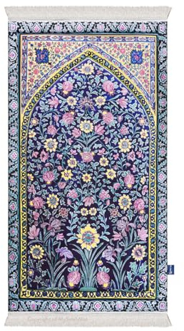 My Salah Mat Muslim Prayer Rug - Thick Large Adult Padded Sajadah for Men Women by Urban Rugs UK - Soft Islamic Mat Great for Knees Forehead Eid RamadanTravel (Blue)