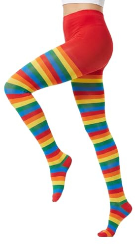 Zcbzbn Färgglada Strumpbyxor Dam & Flickor Randiga Strumpbyxor Dam, Ränderade Leggings, Tjockrandiga Strumpbyxor, Ränderade Tights, Perfekt för Halloween, Karneval eller Temaparti, färgglad, 38