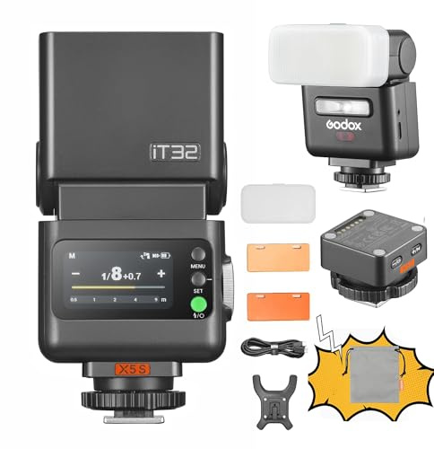 Godox iT32 - Flash de cámara TTL con disparador inalámbrico X5 S 2,4 GHz HSS 1/8000s GN18 con difusor magnético para cámaras Sony