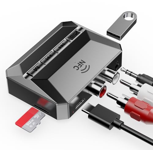 ICZI Bluetooth 5.3-mottagare, HiFi Bluetooth-ljudadapter med NFC, USB 3.0, 3,5 mm AUX-kontakt och RCA, 3D Surround och aptX HD, trådlös för förstärkare, hemstereo, lång räckvidd 50m