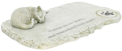FRCOLOR Pierre Tombale pour Chaton en Résine Mousse Verte, Petite Statuette Commémorative Extérieure pour Jardin, Ornement Funéraire Solide pour Animaux de Compagnie